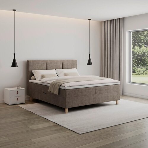 Bessagi Home Postelja Z Vzmetnico Monza, Rjava, Z Nadvložkom, 180x200 Slike