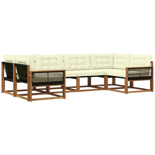 vidaXL Zunanja garnitura za sedenje z blazino 6 pcs Naravna in smetana, (5000272988) Cene