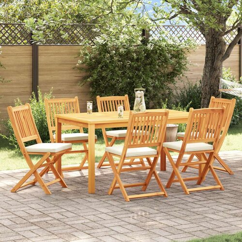  Sklopive vrtne stolice s bijelim jastukom 6 kom Solid Acacia Wood Slike