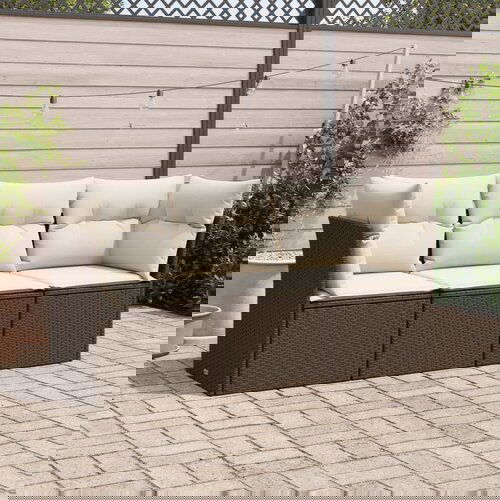  The Living Store Vrtna sedežna garnitura 3-delna z blazinami rjav poli ratan - Vrtna Sedežna Garniture, (21480290) Cene