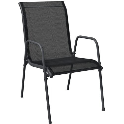  7-dijelni vrtni blagovaonski set crni od čelika i tekstilena Crna Dužina stola 190 cm Slike
