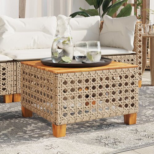 VidaXL Vrtni stol bež 55 x 55 x 36 cm od poliratana i bagremovog drva Slike