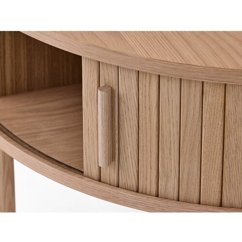 Unique Furniture Okrogla klubska mizica v hrastovem dekorju v svetli naravni barvi &amp;oslash; 85 cm Meta &amp;ndash; Slike