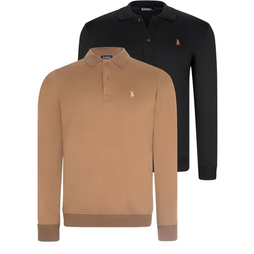 Dewberry DOUBLE SET V4007 MEN'S SWEATSHIRT-BLACK-CAMEL