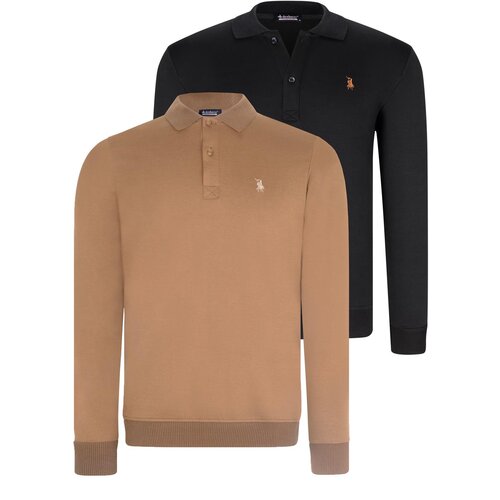 Dewberry DOUBLE SET V4007 MEN&amp;#039;S SWEATSHIRT-BLACK-CAMEL Slike