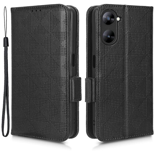 INORCO Za Realme V30t/V30 5G, odporna na udarce PU usnjena torbica za telefon z natisnjenim trikotnim stojalom, pokrov denarnice, (22033756) Cene