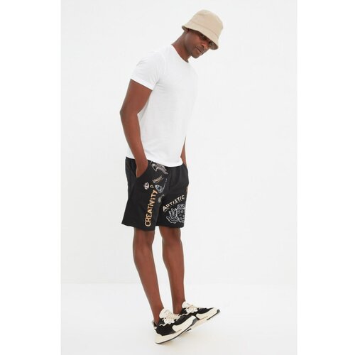 Trendyol Black Men's Regular Fit Printed Shorts & Bermuda Slike