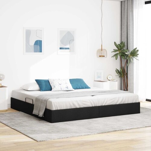  Otoman krevet s pohranom Crna 200 x 200 cm tkanina - Crna 200 x 200 cm Cijene