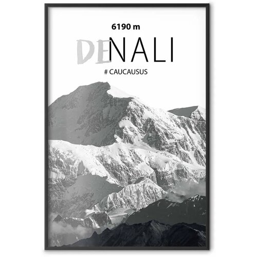  Plakat - Majestic mountain peak Denali mountain crown mountain landscape 21x30 Crni okvir Slike