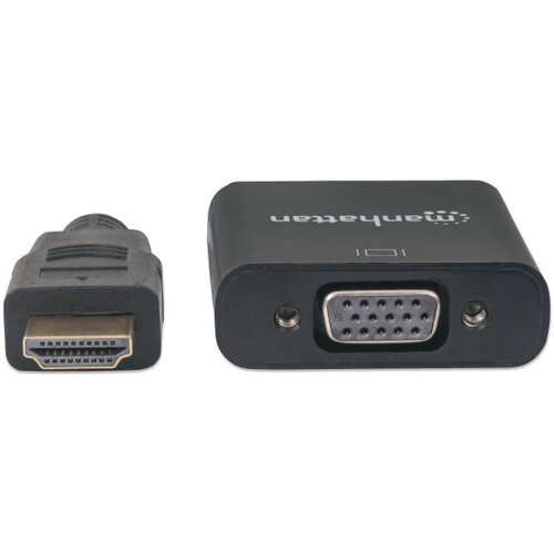 Manhattan HDMI / VGA Adapter [1x Mu&amp;scaron;ki konektor HDMI - 1x Ženski konektor VGA] Crna Slike