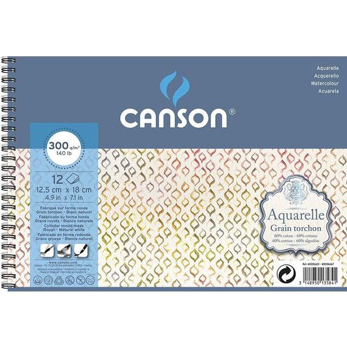 Canson Blok akvarelni spirala Aquarelle 12,5x18 cm 300 g, 12 listni; Hot Pressed, (22005360) Cene