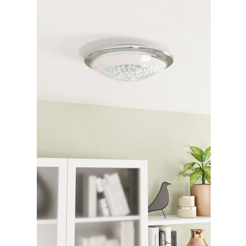 Eglo acolla plafonjera/1, led, 11w, 950lm, prečnik 290, hrom/staklo/kristali Slike