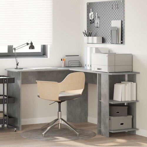  Kutni stol Betonski sivi 140 x 113,5 x 75 cm Konstruirano drvo Cene