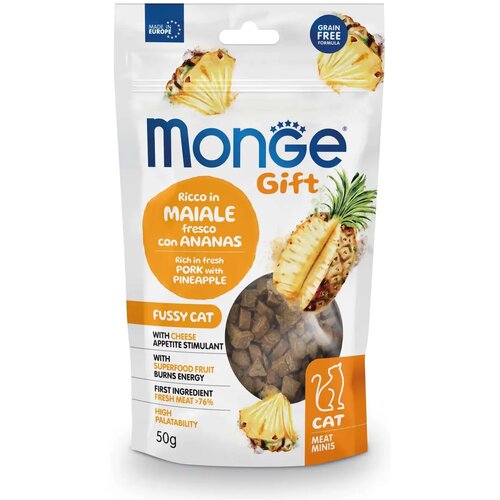 Monge Gift mesni zalogajčići za odrasle mačke, svinjetina i ananas Slike