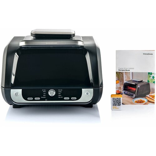  Friteza na Zrak s Ro&amp;scaron;tiljem, Priborom i Kuharicom InnovaGoods Fryinn 12-in-1 6000 Crna Čelik 3400 W 6 L Slike