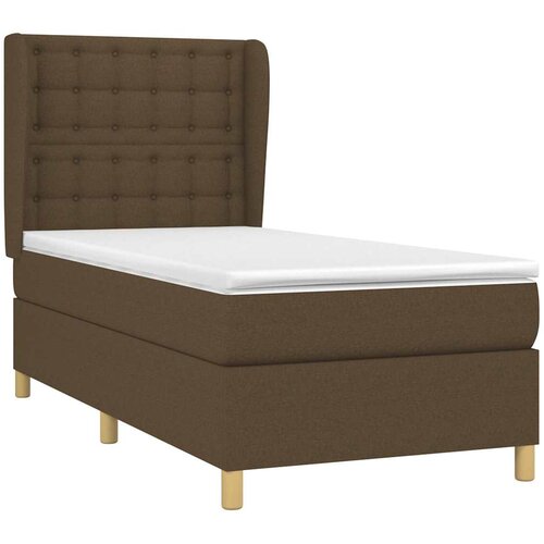  Krevet s oprugama i madracem tamnosmeđi 80x200 cm od tkanine Slike