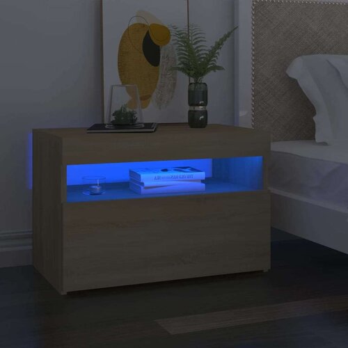  Noćni ormarić s LED svjetlima 2 kom boja hrasta 60 x 35 x 40 cm Slike