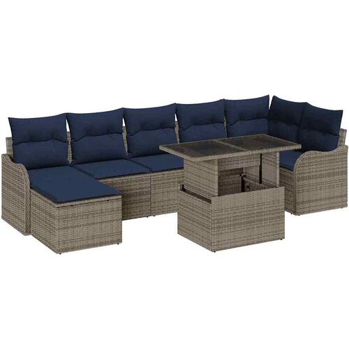 VidaXL Vrtna sedežna garnitura z blazino 8 pcs Siva Poly ratan, (5000021272) Slike