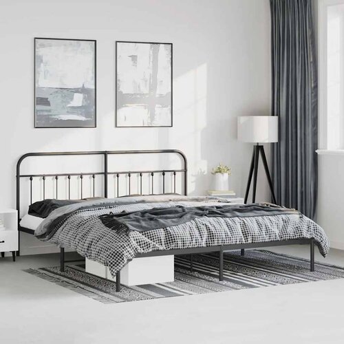  Metalni okvir za krevet s uzglavljem crni 193x203 cm Cijene