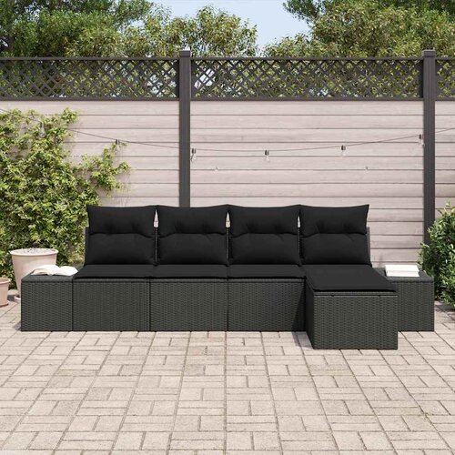  Sjedeća garnitura za vrt 5 kom. Crna poliratan 294 x 62 x 85 cm Slike