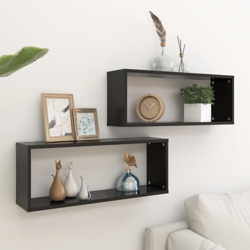 vidaXL Kockaste zidne police 2 kom crne 60 x 15 x 23 cm od iverice Cijene