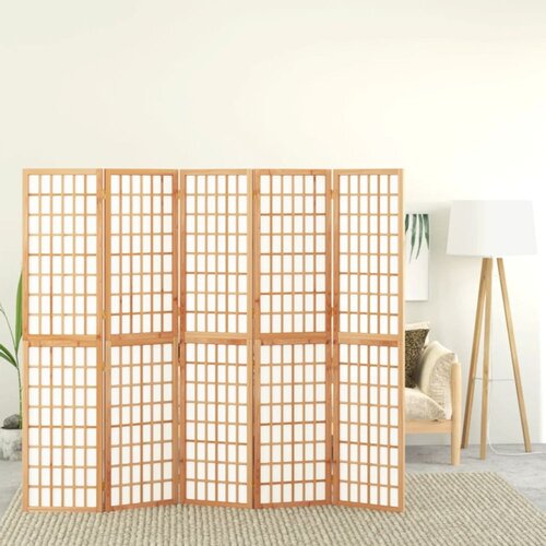  Zložljiv 5-delni paravan japonski stil 200x170 cm črne barve Cene