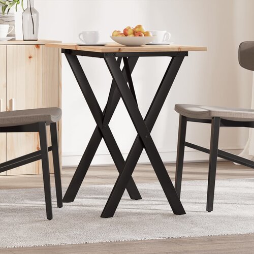 vidaXL Jedilna miza X okvir 80x50x75 cm trdna borovina lito železo Cene