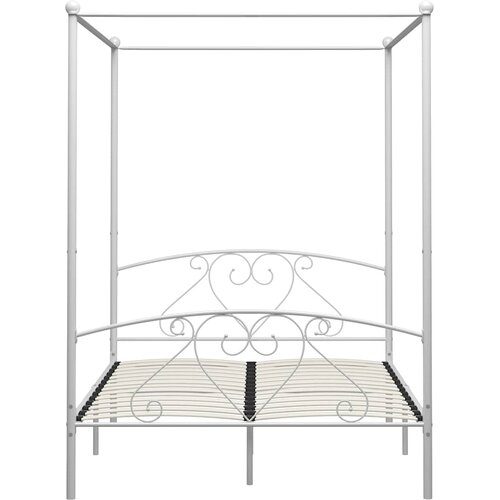  Okvir za krevet s nadstre&amp;scaron;nicom bijeli metalni 160 x 200 cm Slike