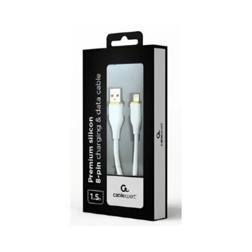 Gembird CC-USB2S-AM8PM-1.5M-W Premium silicon 8-pin cable charging and data cable, 1.5 m, white Cene
