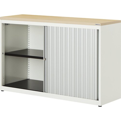 mauser Omara s prečnim rolojem, VxŠxG 830 x 1200 x 432 mm, plošča iz umetne mase, 1 polica, čisto bele / aluminijaste barve / javor Cene