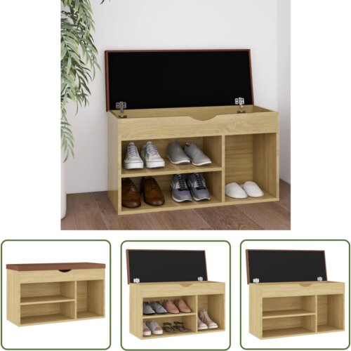 The Living Store Klop za čevlje z blazino sonoma hrast 80x30x47 cm inžen. les - Klop Za Čevlje, (21744624) Cene