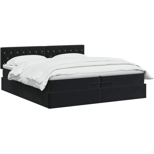  Krevet od pjene s madracem i LED-om Crna 200 x 200 cm Bar&amp;scaron;un - Crna 200 x 200 cm Kristal s dugmadima Slike