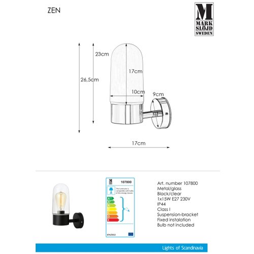 Marksl&amp;ouml;jd 107800 - Kupatilsko zidno svetlo ZEN 1xE27/15W/230V IP44 Slike
