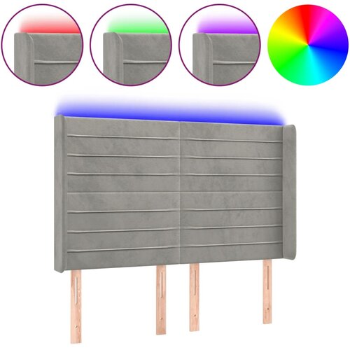 Maison Chic led posteljno vzglavje - vzglavna omarica - nočna omarica svetlo sivo 147x16x118/128 cm žamet, (21707583) Slike