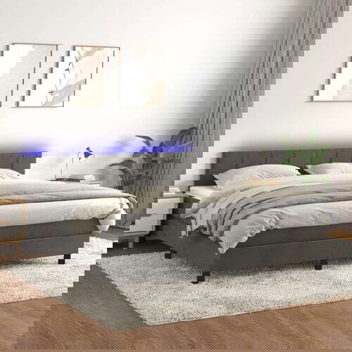  Krevet box spring s madracem LED tamnosivi 160x200 cm bar&amp;scaron;un Slike