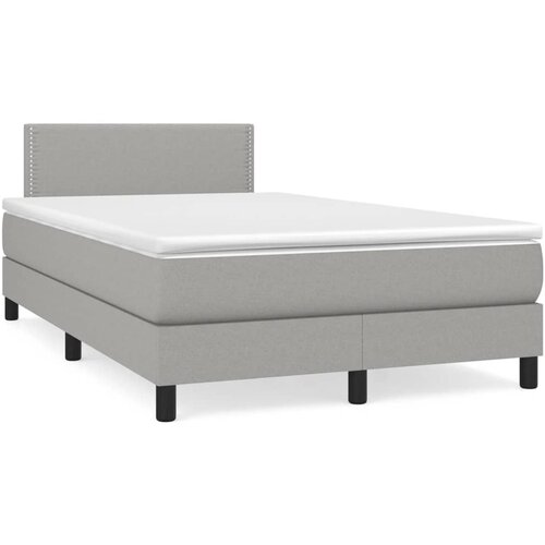 VidaXL Box spring postelja z vzmetnico LED sv. siva 120x190 cm blago Slike
