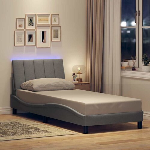 VidaXL Posteljni okvir brez vzmetnice svetlo siv 90x190 cm blago Slike