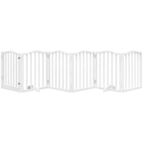  Vrata za pse s vrata&amp;scaron;cima 6 panela sklopiva 300 cm drvo topole Bijela 50 x 60 x 2 cm Slike