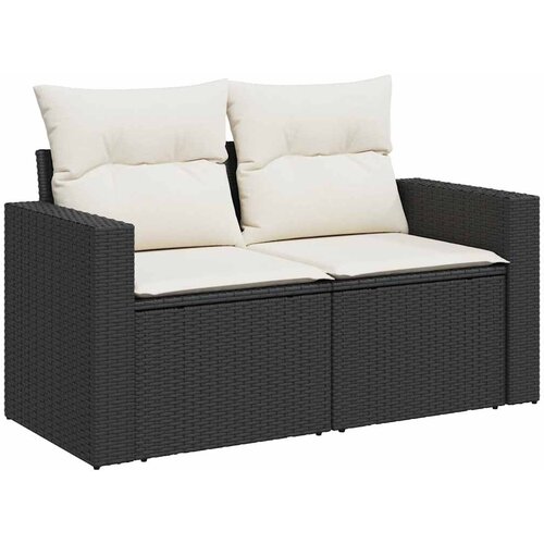 8-dijelni set vrtnih sofa od poliratana s jastucima crni Crna Slike