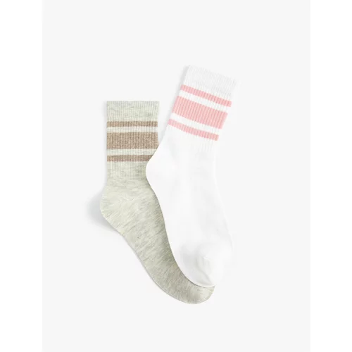Koton Set of 2 College Socks with Stripe Detail