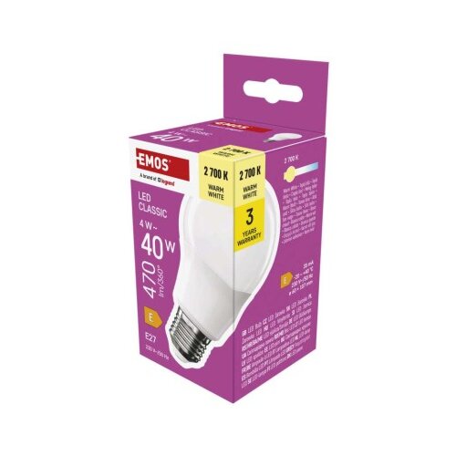  LED žarnica Classic A60 / E27 / 4 W (40 W) / 470 lm / toplo bela Slike