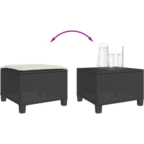  3-dijelni bistro set s jastucima crni od poliratana Slike