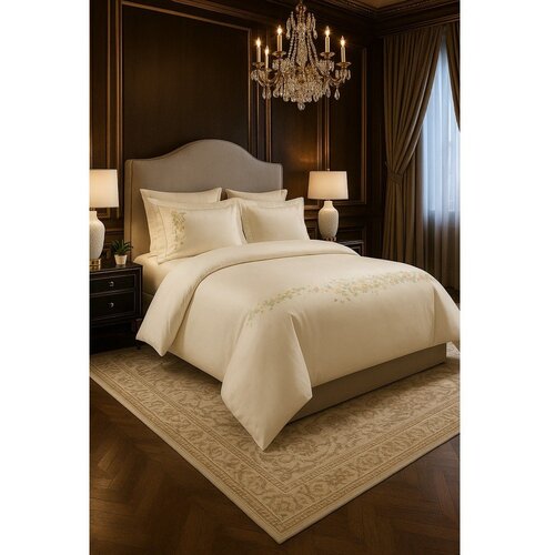 Mila Home Luxury Kremno bela enojna posteljnina iz bombažnega satena z rjuho/6-delna 140x200 cm Maison Bloom &amp;ndash; Slike