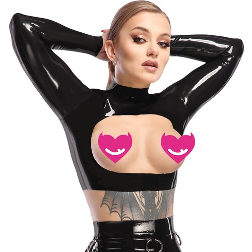 Latex Open Cup Crop Top 2901366 Black M Slike