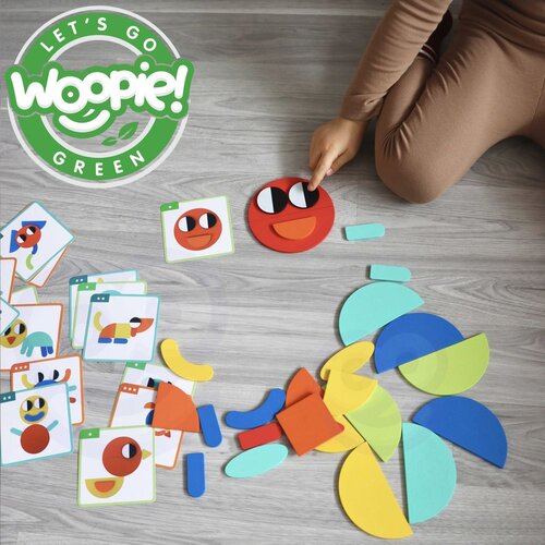 Woopie Green drvena Montessori slagalica, 40 uzoraka za preslagivanje, 55 kom. Slike