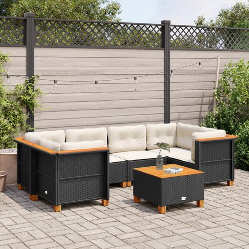 vidaXL 7-dijelni set vrtnih sofa od poliratana s jastucima crni Cijene
