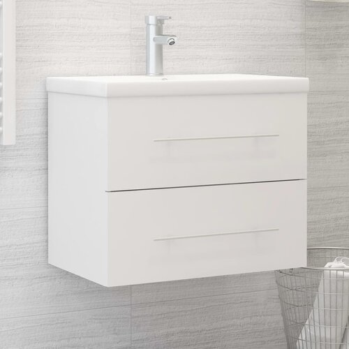 Ormarić za umivaonik bijeli 60 x 38,5 x 48 cm konstruirano drvo Slike