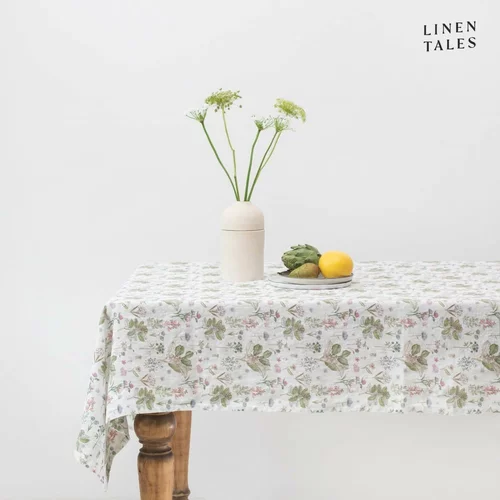 Linen Tales Lanen namizni prt 140x300 cm White Botany –