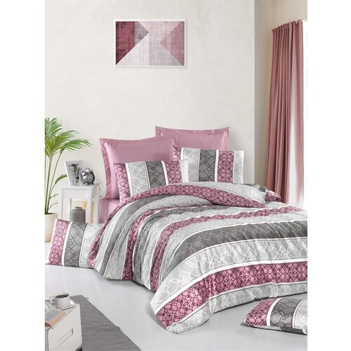  orya dusty rosegreywhite satin double quilt cover set (de) Cene