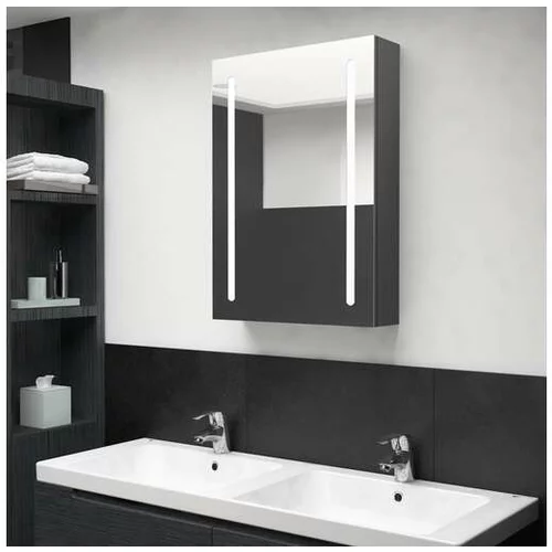  LED kopalniška omarica z ogledalom siva 50x13x70 cm